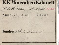 Etiketten zu Auricalcit (NHMW-MIN-Ax127)